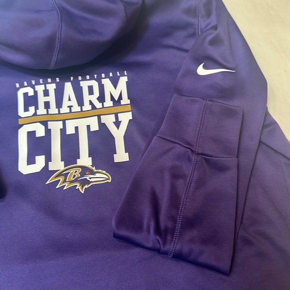 Baltimore Ravens NFL Team Apparel Nike Hooded Purple Sweatshirt, XL - Picture 4 of 11